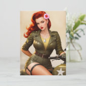 Einladung zur Einladung von Vintag Army Motorrad (Stehend Vorderseite)