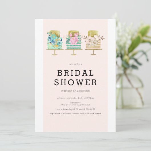 Einladung zur Einladung von Wedding Cake Bridal (Stehend Vorderseite)