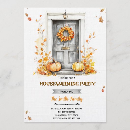 Einladung zur Einweihungsparty im Herbst (Vorderseite)