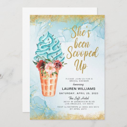 Einladung zur Eiscreme-Brautdusche (Vorne/Hinten)