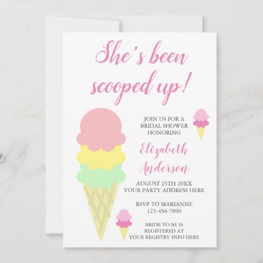 Einladung zur Eiscreme-Brautdusche (Vorderseite)