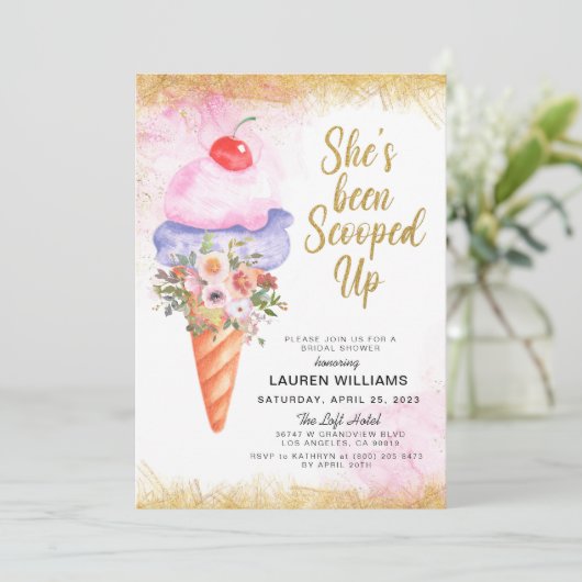 Einladung zur Eiscreme-Brautdusche (Stehend Vorderseite)