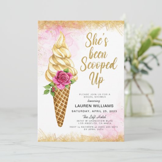 Einladung zur Eiscreme-Brautdusche (Stehend Vorderseite)