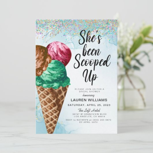 Einladung zur Eiscreme-Brautdusche (Stehend Vorderseite)