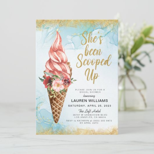 Einladung zur Eiscreme-Brautdusche (Stehend Vorderseite)