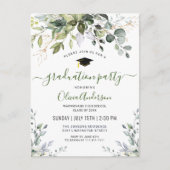Einladung zur Elegant Eukalyptus Graduation Party Postkarte (Vorderseite)