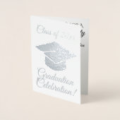 Einladung zur Elegant Silver Foil Graduation Party (Vorderseite)