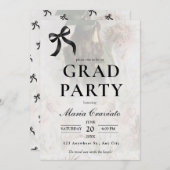 Einladung zur eleganten Black Bow Graduation Party (Vorne/Hinten)