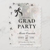 Einladung zur eleganten Black Bow Graduation Party (Vorne/Hinten)
