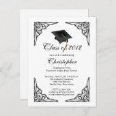Einladung zur eleganten Black Grad Graduation Part (Vorne/Hinten)