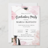 Einladung zur eleganten Blush Pink Bloral Graduati (Vorderseite)