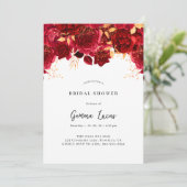 Einladung zur eleganten Burgundy- und Gold Bridal- (Stehend Vorderseite)