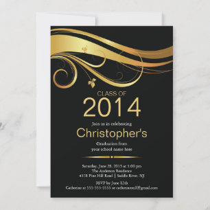 Einladung zur eleganten Classic Gold Graduation Pa