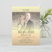 Einladung zur eleganten Gold Foto (Stehend Vorderseite)