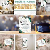 Einladung zur eleganten Green & Gold Graduation Pa