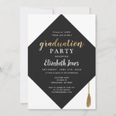 Einladung zur eleganten Minimal Cap Graduation Par (Vorderseite)