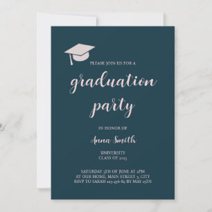 Einladung zur eleganten Navy Blue Graduation Party
