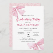 Einladung zur eleganten Pink Bows Graduation Party (Vorne/Hinten)