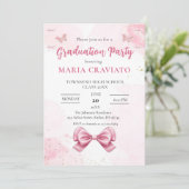 Einladung zur eleganten Pink & Gold Graduation Par (Stehend Vorderseite)