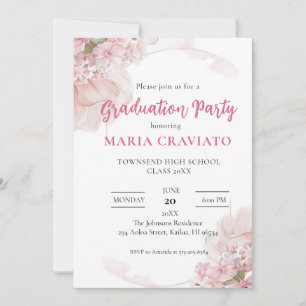 Einladung zur eleganten Pink Hydrangea Graduation 