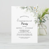 Einladung zur eleganten White Floral Engagement Pa (Stehend Vorderseite)
