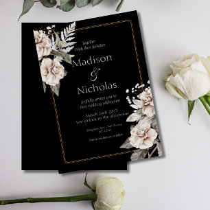 Einladung zur eleganten White Rose Black Wedding