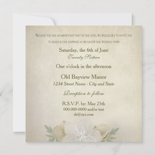 Einladung zur Erneuerung der Ehefrau - blumengesch (Rückseite)