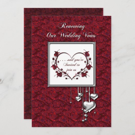 Einladung zur Erneuerung von Ehestimmen, Rotes/Sil (Vorne/Hinten)