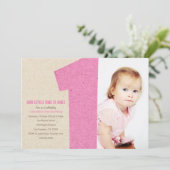 Einladung zur ersten Geburtstagspartei Pink Nummer (Stehend Vorderseite)