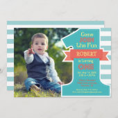 Einladung zur ersten Geburtstagsparty Blue Boy (Vorne/Hinten)