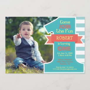 Einladung zur ersten Geburtstagsparty Blue Boy