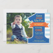 Einladung zur ersten Geburtstagsparty Blue Boy (Vorderseite)