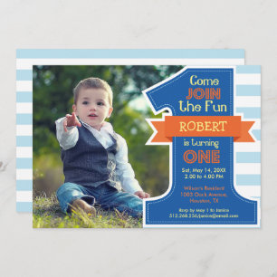 Einladung zur ersten Geburtstagsparty Blue Boy