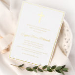 Einladung zur ersten Kommunalfolie aus einfachem G<br><div class="desc">Eine moderne Goldfolie kreuzen die erste Einladungskarte der Kommunion. Farben und Text können personalisiert sein.</div>