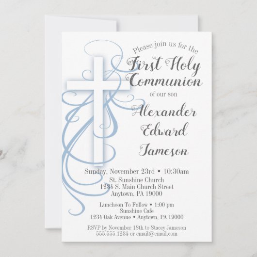 Einladung zur Erstkommunion durch das Blaue Kreuz (Vorderseite)