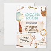 Einladung zur Escape-Room-Geburtstagsfeier (Vorne/Hinten)