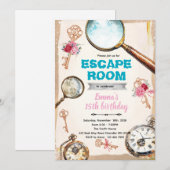 Einladung zur Escape-Room-Mädchenparty (Vorne/Hinten)