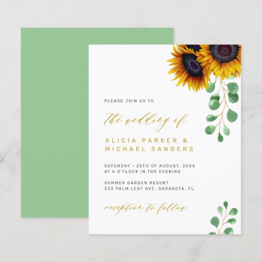 Einladung zur Eukalyptus-Hochzeit (Vorne/Hinten)