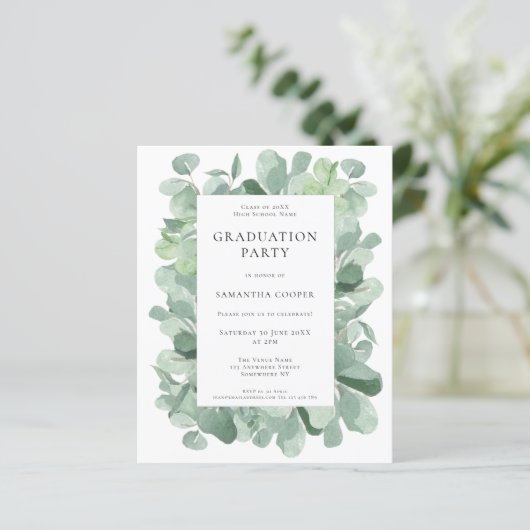 Einladung zur Eukalyptus Sage Graduation Party (Stehend Vorderseite)