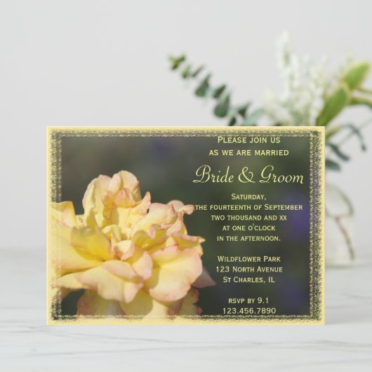 Einladung zur extravaganten Gelbrosenhochzeit (Stehend Vorderseite)