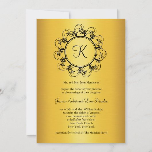 Einladung zur extravaganten Monogramm-Hochzeit (Vorderseite)