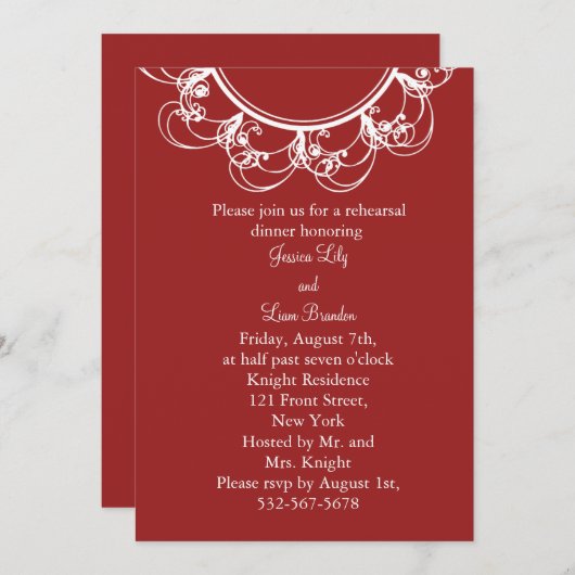 Einladung zur extravaganten Monogramm-Probe (rot) (Vorne/Hinten)
