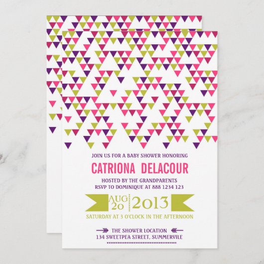 Einladung zur farbenfrohen geometrischen Triangle  (Vorne/Hinten)