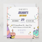 Einladung zur farbenprächtigen Geburtstagsparty (Rückseite)