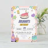 Einladung zur farbenprächtigen Geburtstagsparty (Stehend Vorderseite)