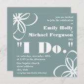 Einladung zur Farbhochzeit - weiße Blume & I Do (Vorne/Hinten)