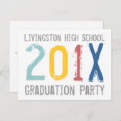 Einladung zur farbigen Graduiertenpartei Postkarte (Vorne/Hinten)