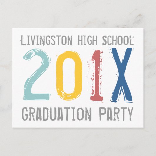 Einladung zur farbigen Graduiertenpartei Postkarte (Vorderseite)