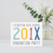 Einladung zur farbigen Graduiertenpartei Postkarte (Stehend Vorderseite)
