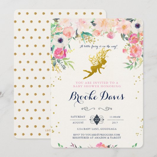 Einladung zur Fee-Baby-Dusche (Vorne/Hinten)